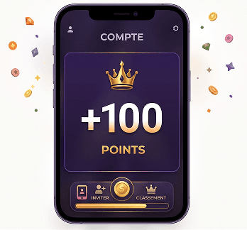 Téléphone affichant +100 points
